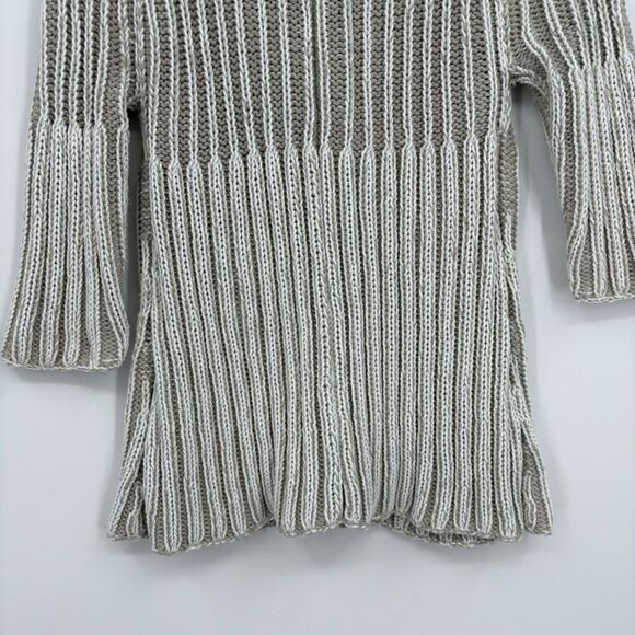 Pure Handknit Artsy Button Front Cardigan, Sz Med, Gray White Stripe, Granny - Picture 6 of 9